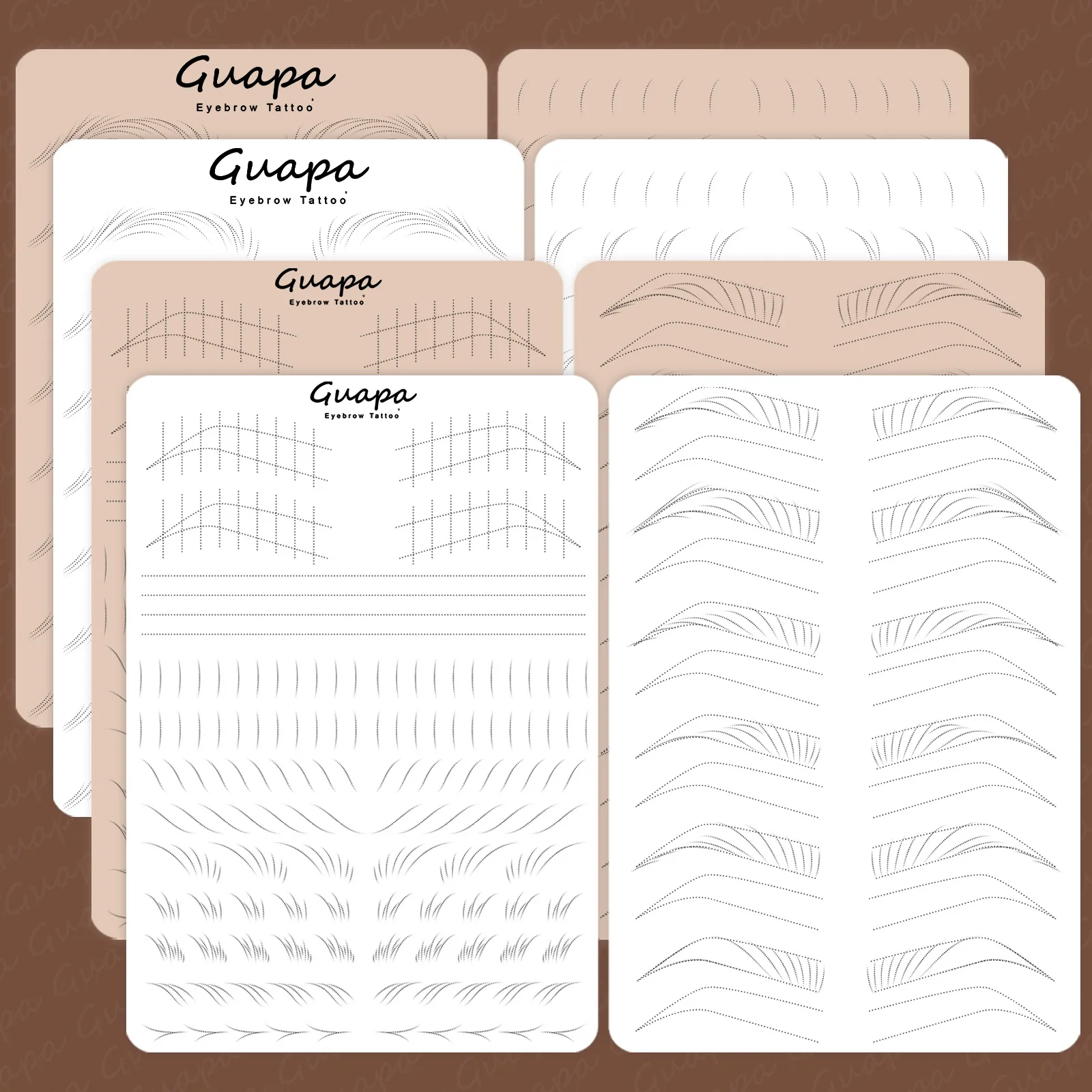 Microblading Practice Skin Pattern Sheet Pre-Printed Brow Mapping Guide Flexible Silicone Pad for Precise Hair Strokes & Shading