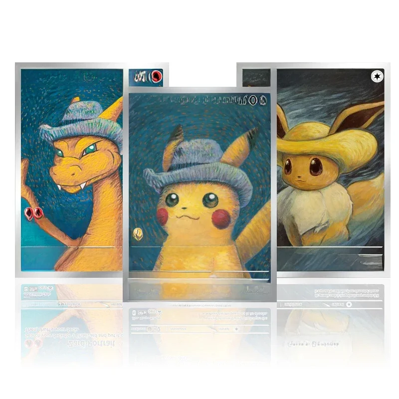 Cartes de Collection Pokémon à Faire Soi-Même, Pikachu, Dracaufeu, Musée Van Gogh des Pays-Bas, Jeu de Lettres Japonaises, Anime, Jouet Cadeau