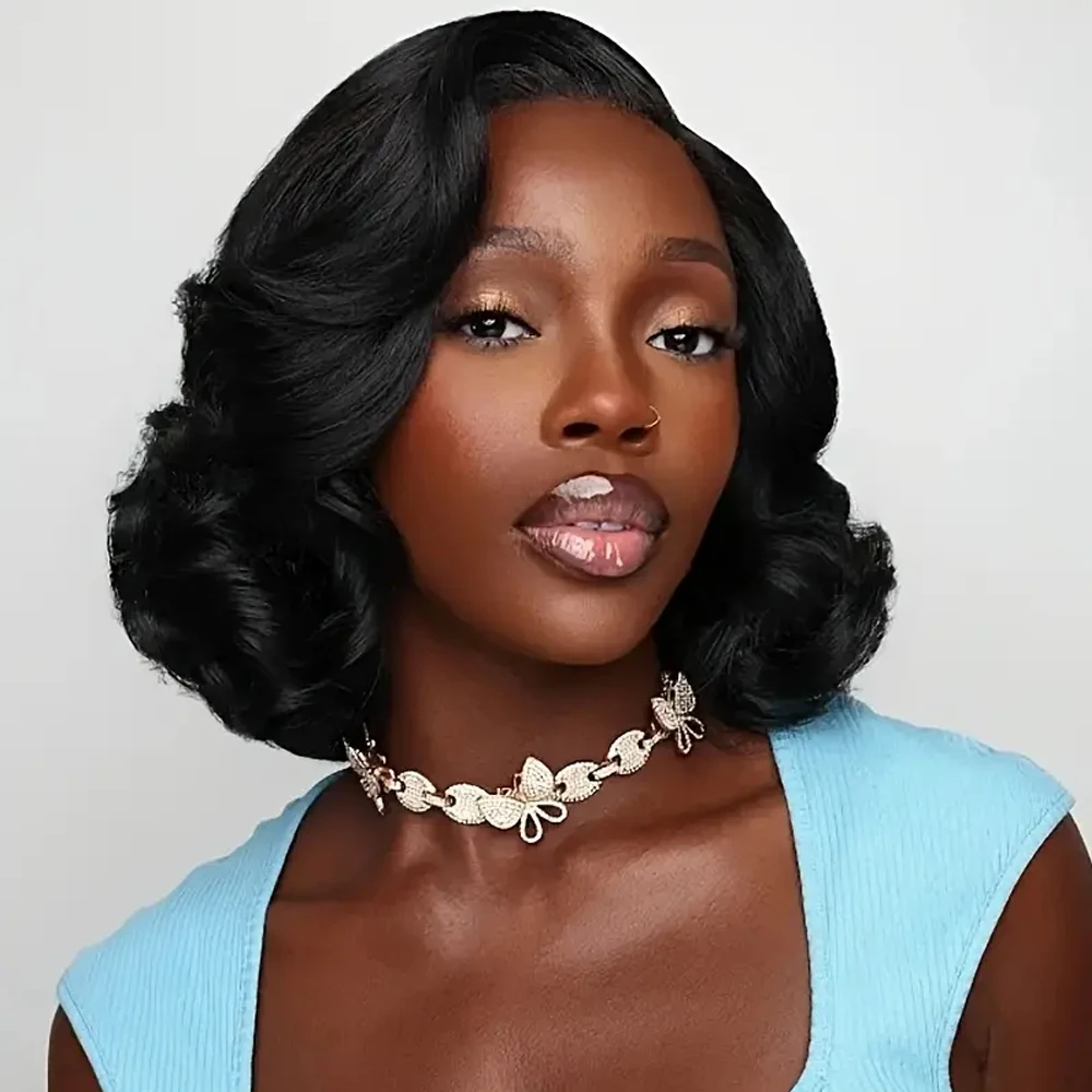 ارتداء والذهاب غلويليس بوب شعر مستعار شعر الإنسان قصير فضفاض موجة 13x4 HD الدانتيل الجبهة الباروكات قبل قطع الشعر البرازيلي للنساء