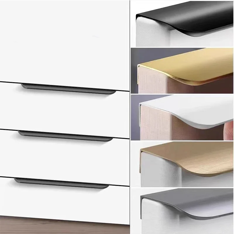 Kastdeurgreep, aluminiumlegering, niet-geperforeerde cirkelboog, onzichtbare lange handgreep, kastrandafdichting, verborgen handgreep - afbeelding 2