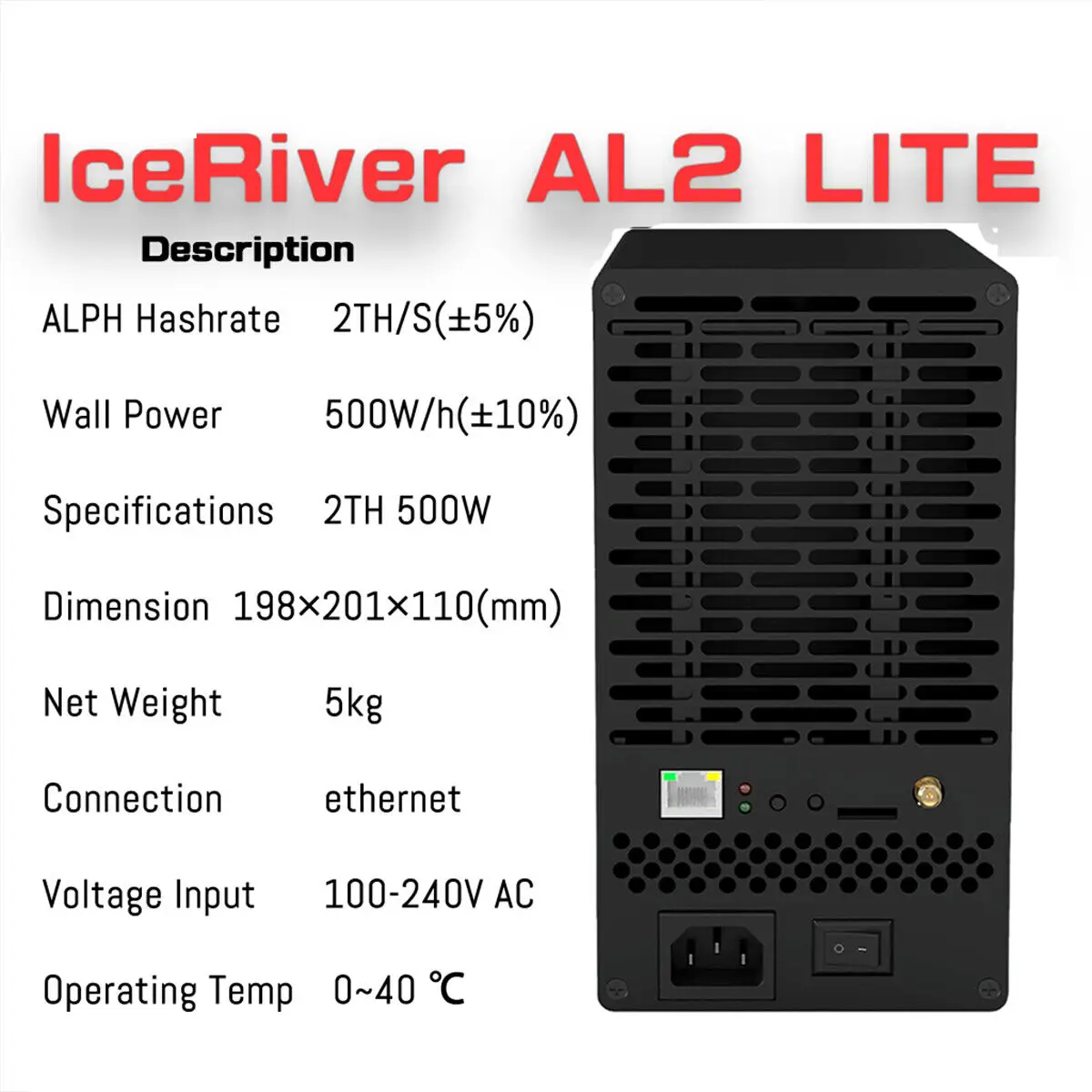 Iceriver alph al2 lite 2th/s 500w alph asic miner,10月に出荷