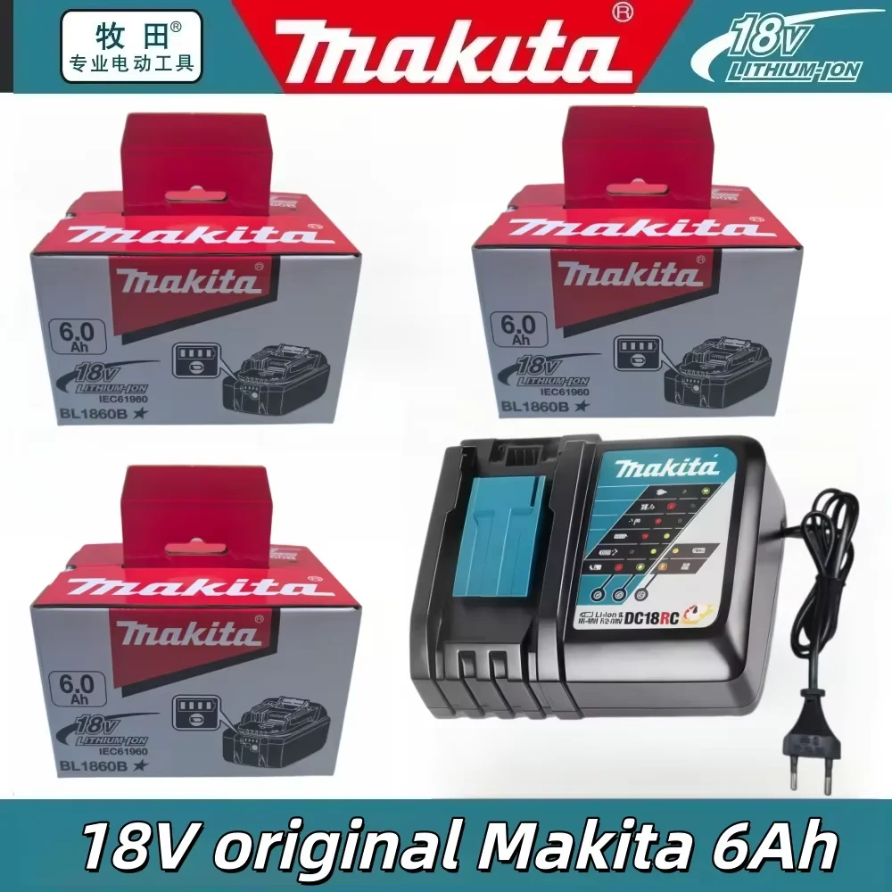 Batteria ricaricabile LXT da 18 V e 6,0 Ah, originale Makita con sistema di gestione della batteria (BMS), lunga durata, compatibile con gli utensili BL1830B, BL1840B e BL1850B.
