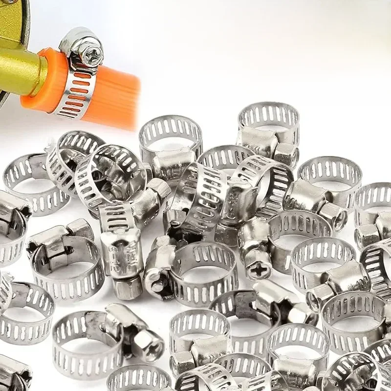 Colliers de serrage réglables en acier inoxydable, bande à vis, tuyau de tube de carburant de voiture, engrenage à vis sans fin, outils, fixations de conduites d'eau