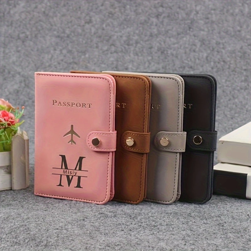 

Custom Initial Synthetic Leather Passport Holder, Lightweight Travel Pouch for Business Trips, Wedding & Holiday Gift Option