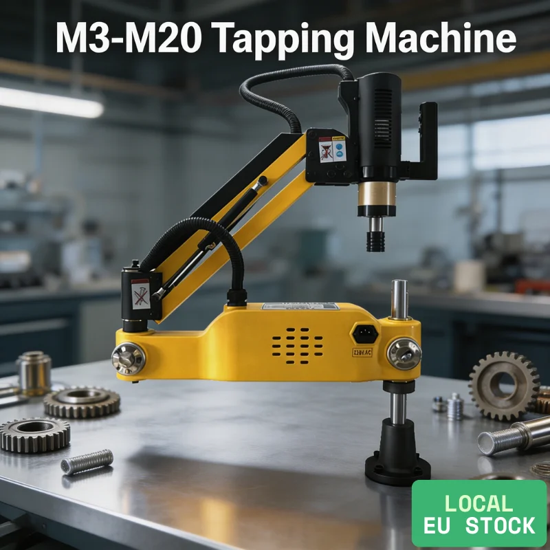 Máquina Roscadora Eléctrica M3-M20 con Servomotor, Brazo de Perforación y Roscado, Mandril ISO, Stock UE