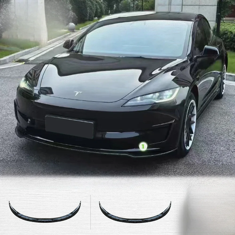 Przednia warga do Tesla Model 3 Highland 2024 FDC Sport Przednia osłona Spoiler ABS Czarny karbon Zestawy karoserii Akcesoria samochodowe — zdjęcie 2