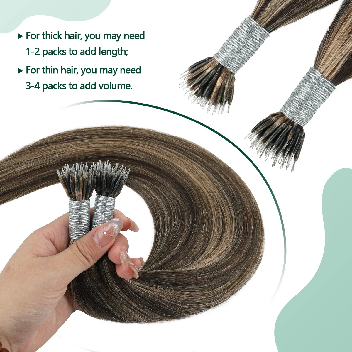 Нано-кольца Sixstarhair для наращивания волос 50 г 50 прядей 16 футов 18 футов 20 футов 22 дюйма 24 дюйма 100% прямые наращивание человеческих волос Remy для женщин