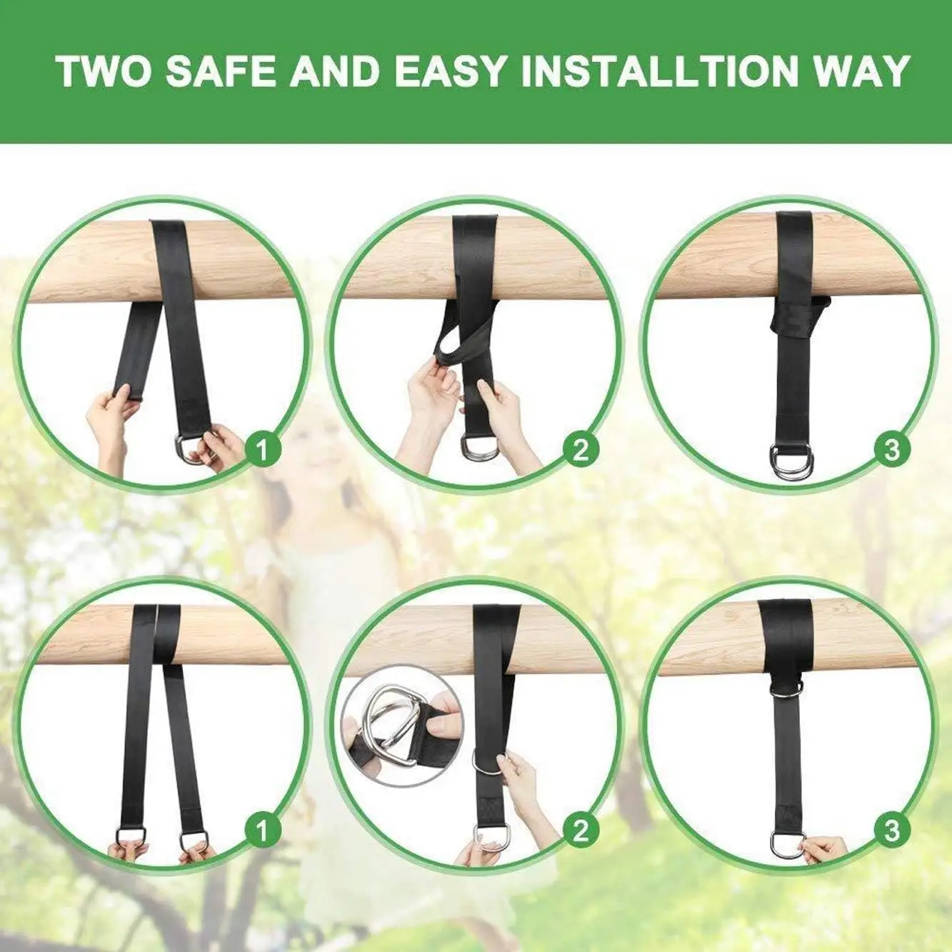 Hammcock Tree Swing Straps Hanging Outdoor Swing Hangers Perfect for Hammocks, Tire and Saucer Swings