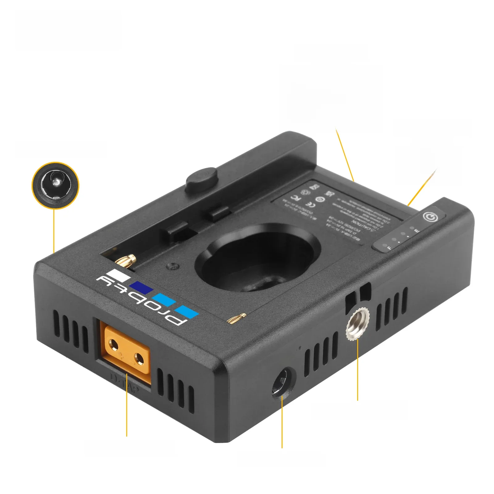 Ładowarka akumulatorów NP-F Płytka adaptera akumulatora z wyjściem DC12V DC8V USB-A Adapter do zimnej stopki Otwór na śrubę 1/4 cala — zdjęcie 2