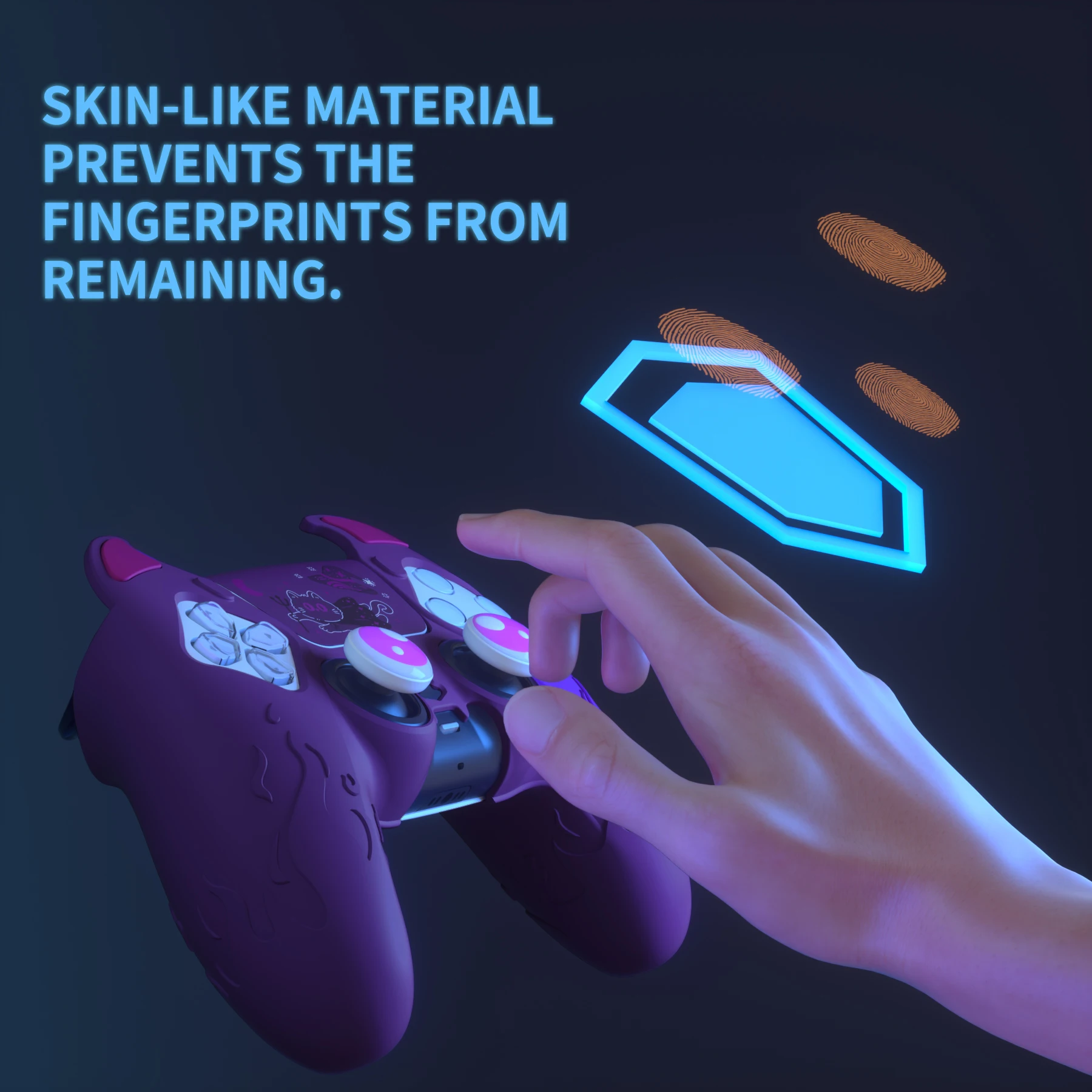 PlayVital Cute Demon Controller Funda de Silicona para ps5, Funda de Controlador Kawaii Protector de Piel para Gamepad para ps5 - Púrpura
