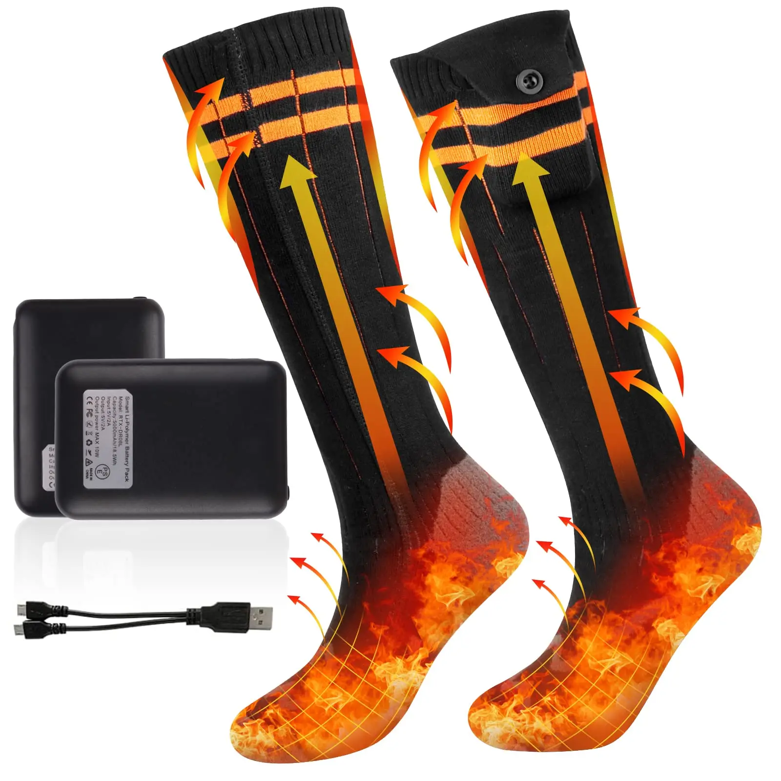 Beheizte Socken Männer Frauen Batterie Socke für kalte Füße thermische elektrische Socken für Camping Winter Fuß wärmer