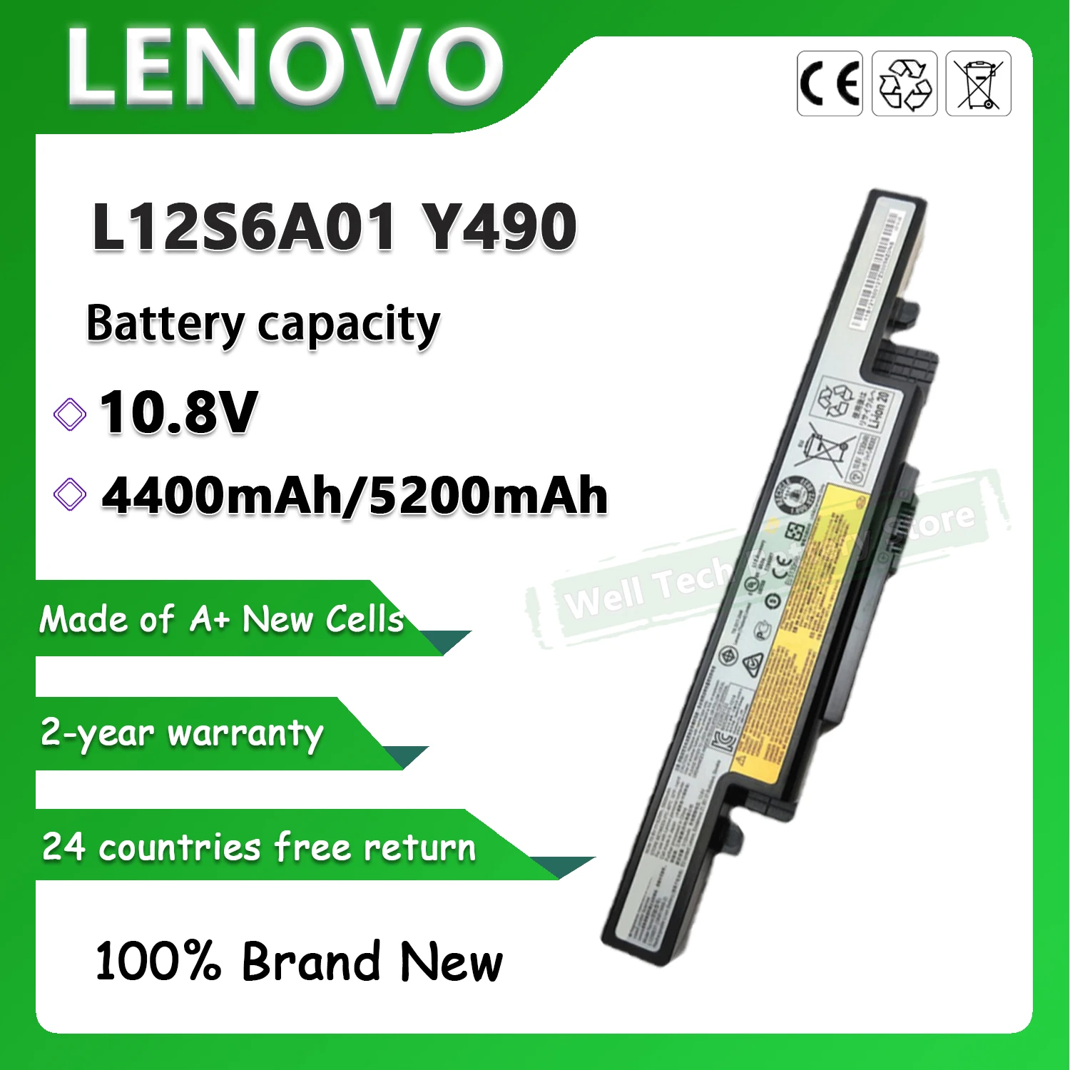 L12S6A01 Y490 Laptop Battery For LENOVO IdeaPad Y400 Y400N Y400P Y410 Y410N Y410P Y490 Y490N Y500 Y500N Y500P Y510 Y510N Series