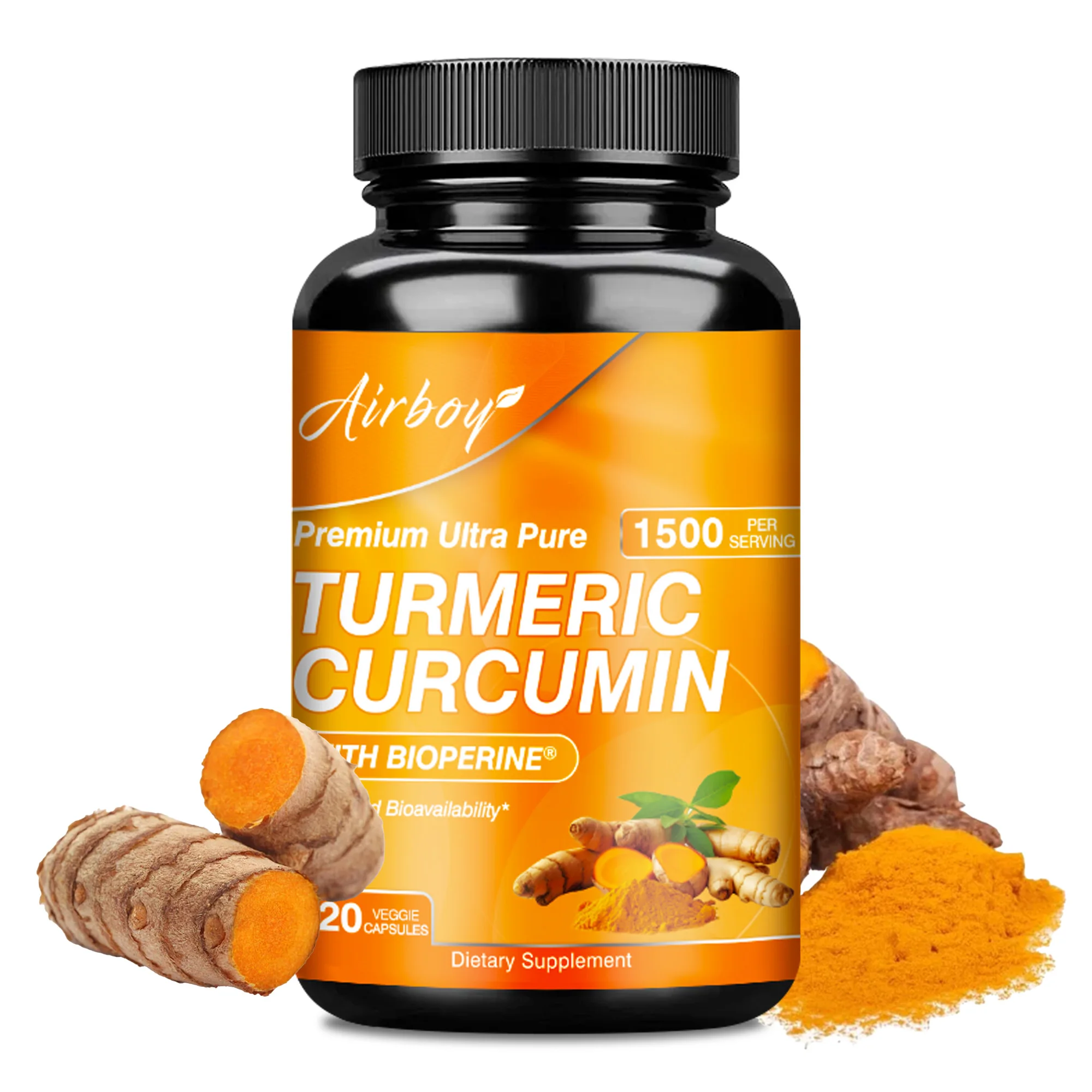 Turmeric Curcumin Capsules - with 95% Curcumin and Black Pepper - High Absorption Joint Support Supplement - 120 Capsules