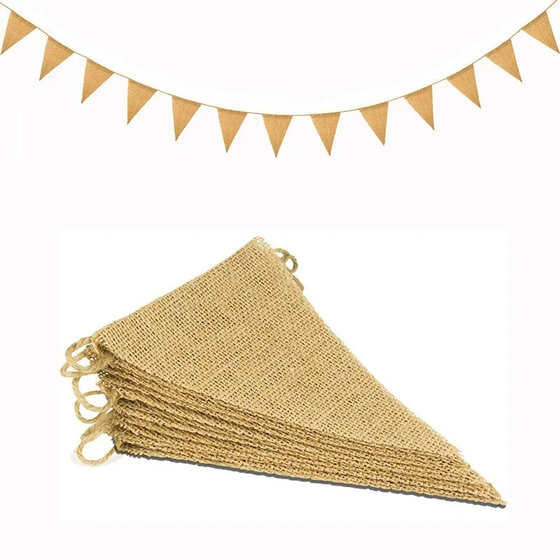 3M jute driehoek banner vintage Hessische Bunting Banners vlag voor vakantie verjaardag bruiloft afstuderen decoratie feestartikelen - afbeelding 2