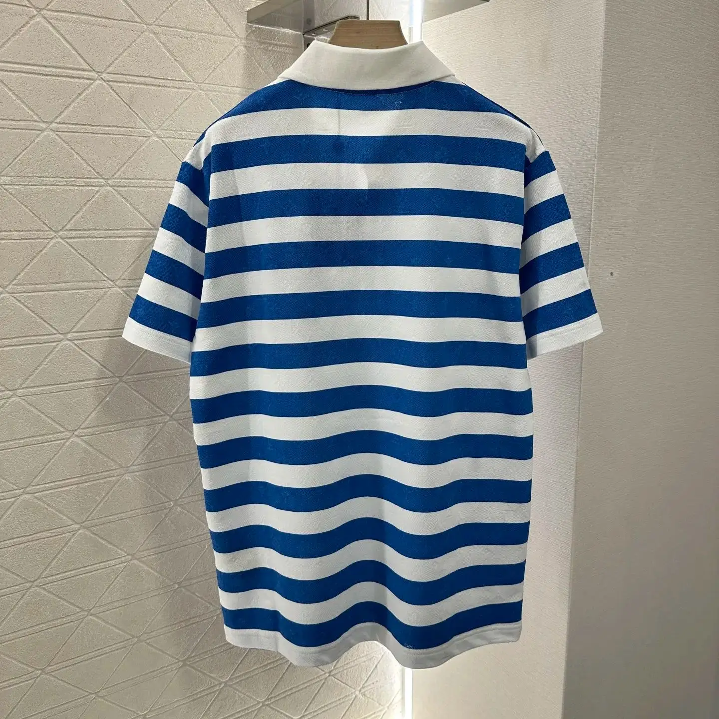 

2025 Lapel Striped Silhouette Short Sleeve Polo Cotton Material Button Half Placket HX099