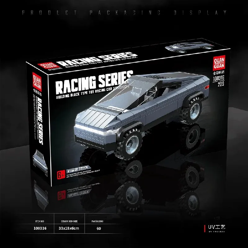 

Комплект спортивной модели автомобиля для пикапа, комплект гоночных строительных блоков, модель MOC, украшение для рабочего стола, подходящая для любителей автомобилей, 209 шт.