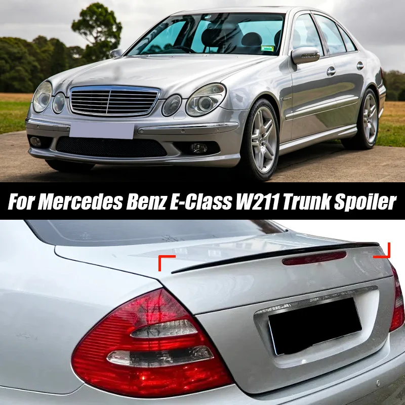 Image of Für Mercedes-Benz Zubehör E-Klasse W211 Auto Heckspoiler Flügel Hochglanz Schwarz Weichplastik Karosserie-Kit
