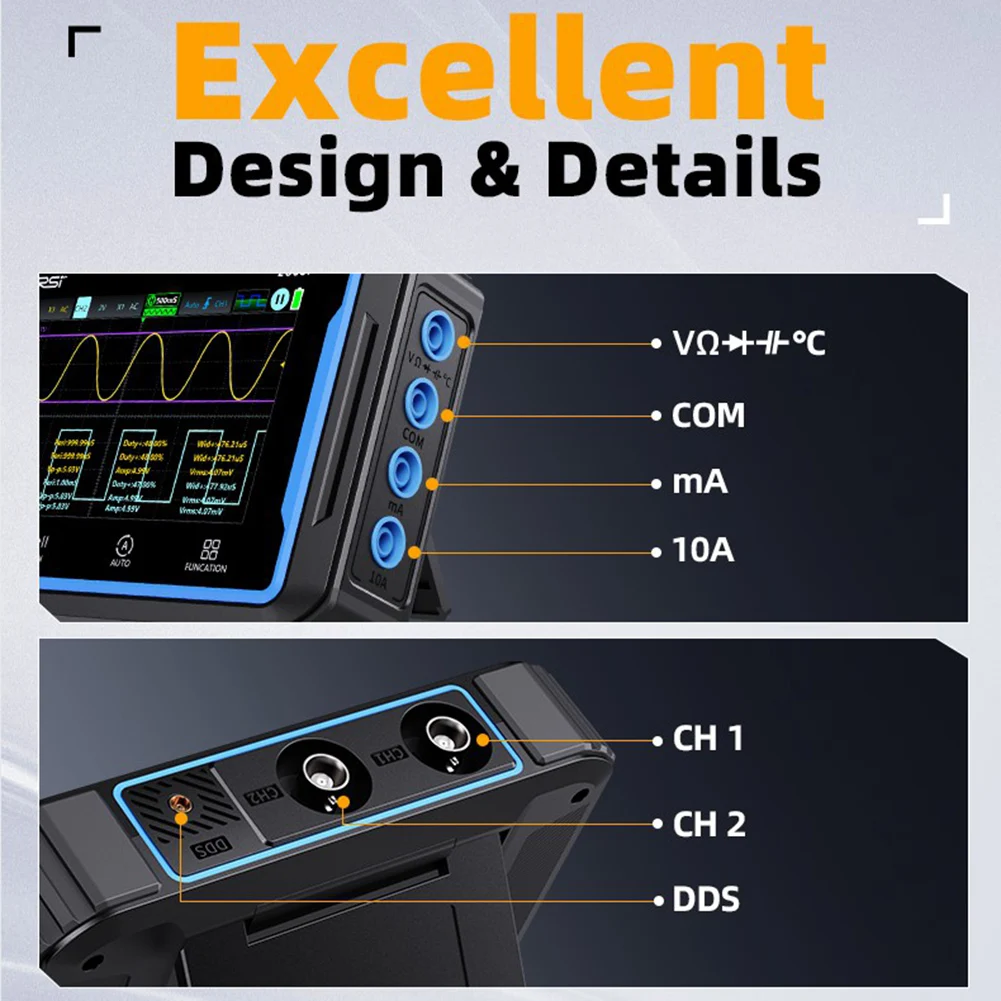 FNIRSI 2C53P Oscilloscope Multimeter Signal Generator 3in1 Touch Screen Portable Digital 2 Channel 50MHz 250Ms/S 19999 Counts