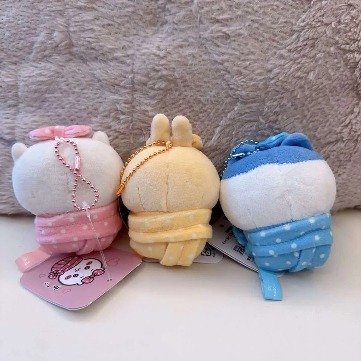 Kawaii Chiikawa Sleeping Bag Swaddle Clothes Cute Cartoon Plush Doll Toy Keychain Backpack Decoration Accessories Birthday Gifts