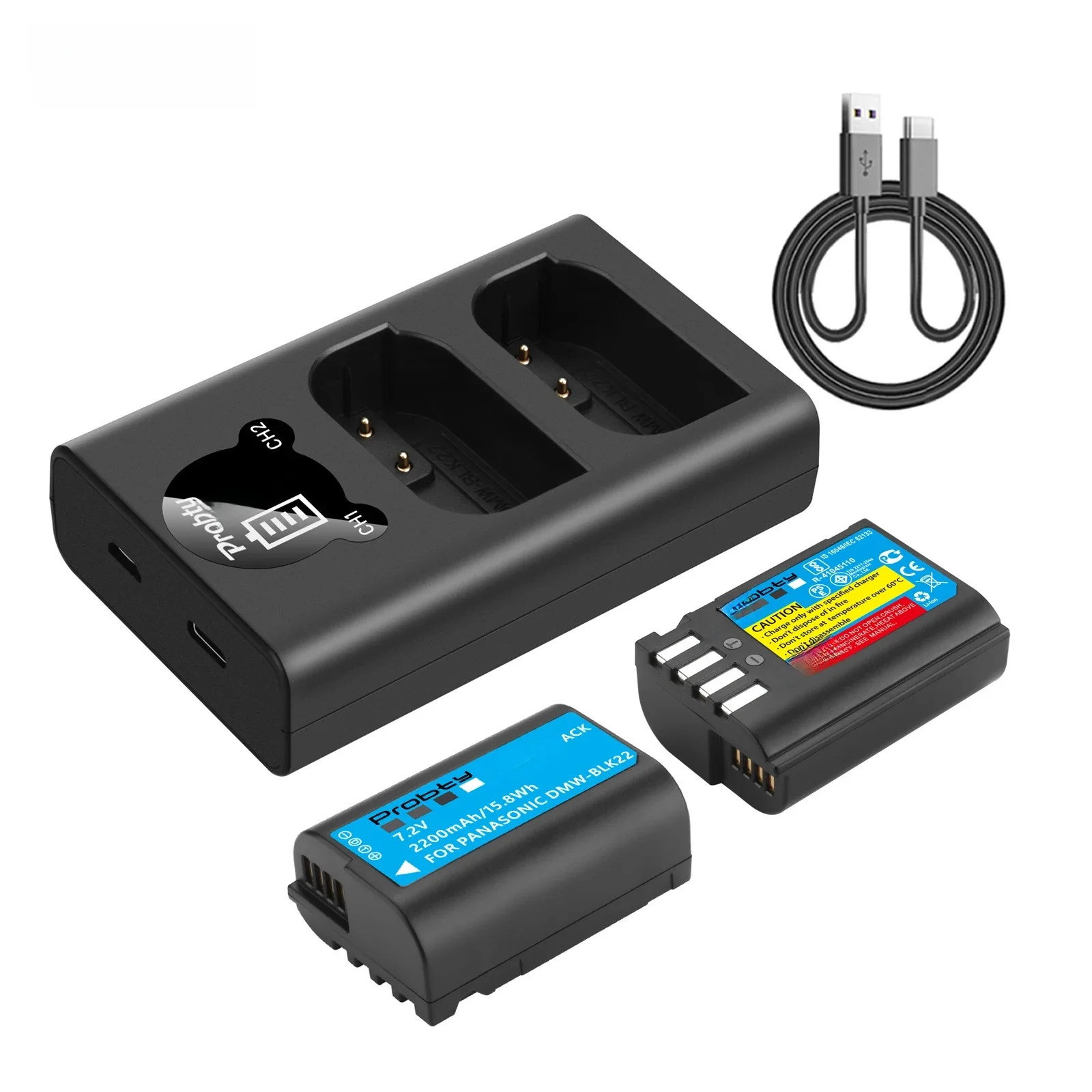 Bateria 2200mAh DMW-BLK22 DMW BLK22 + podwójna ładowarka LED do Panasonic LUMIX GH5 S5 GH5 II S5 II GH7 GH6 S9 II S5 IIX — zdjęcie produktu 7