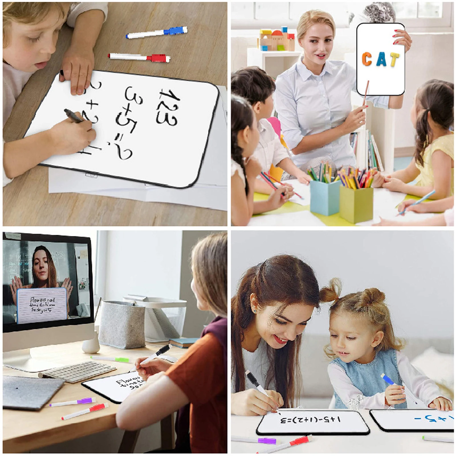 Dry Erase Whiteboard, A4 Double Sided White Board with Dry Erase Pens,Magnets and Eraser for Children or School, Home,Office Use