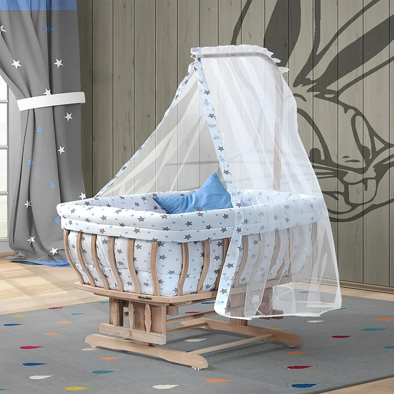 Portable Crib White Drop Bow Sleeping Set Baby Crib Kid Bed Duvet Pillow Mosquito Net Rocking Bassinet Swing Cradle Hammock