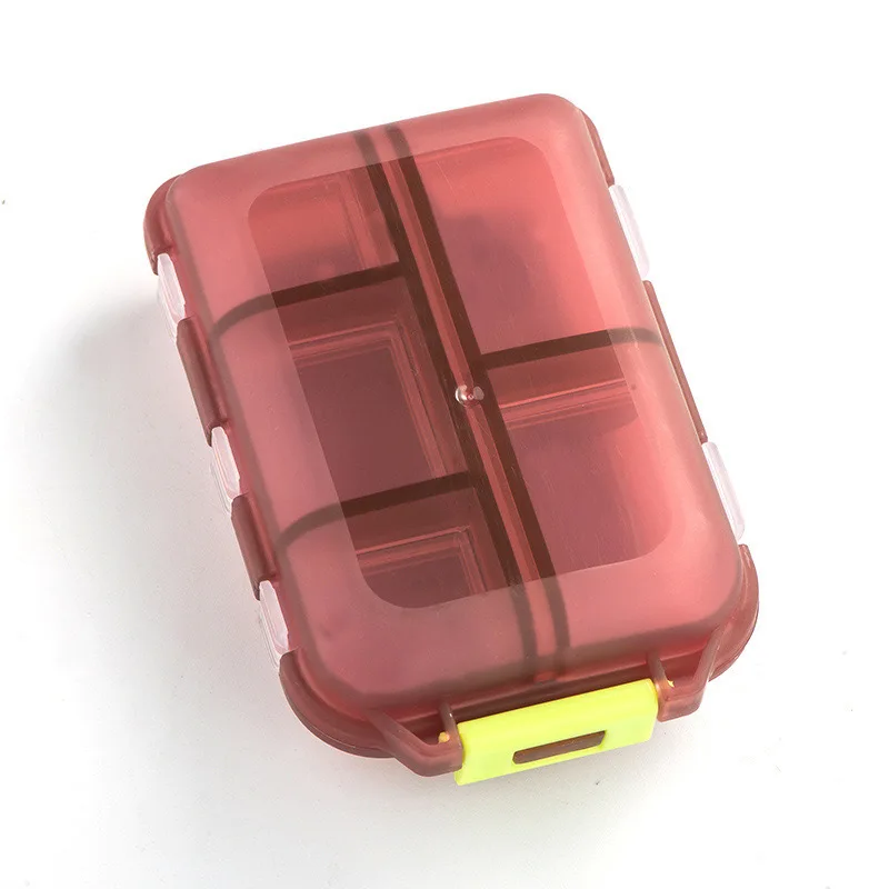 Double-layer small pill box Portable pill box Transparent 10-cell sealed medicine storage box camping equipment survival kit