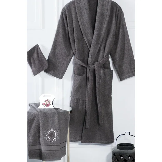 Murdum Home 4 Piece Embroidered Bathrobe Set Bathrobe Set Dowry Set