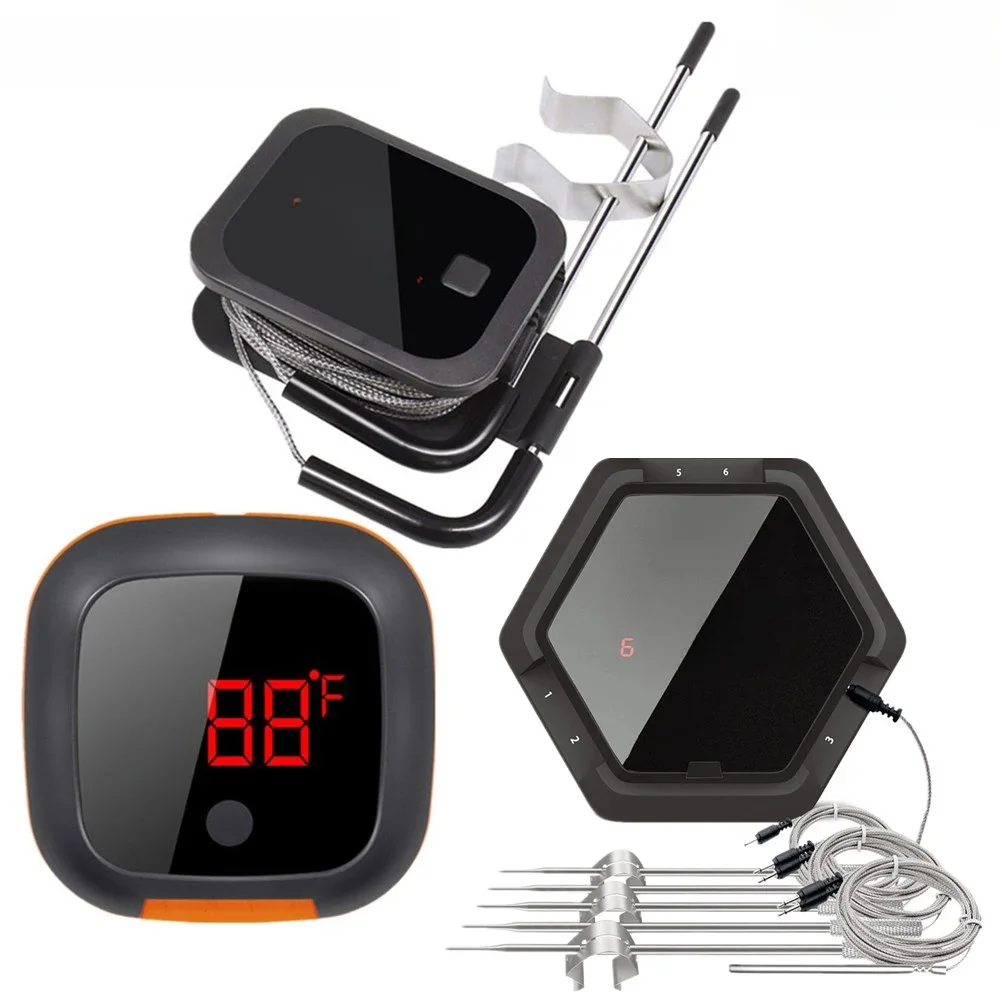 INKBIRD – thermomètre sans fil pour barbecue IBT, 2x4x6x6x3 Types d'aliments, Bluetooth, sondes, minuterie pour four, gril à viande, application de contrôle gratuite