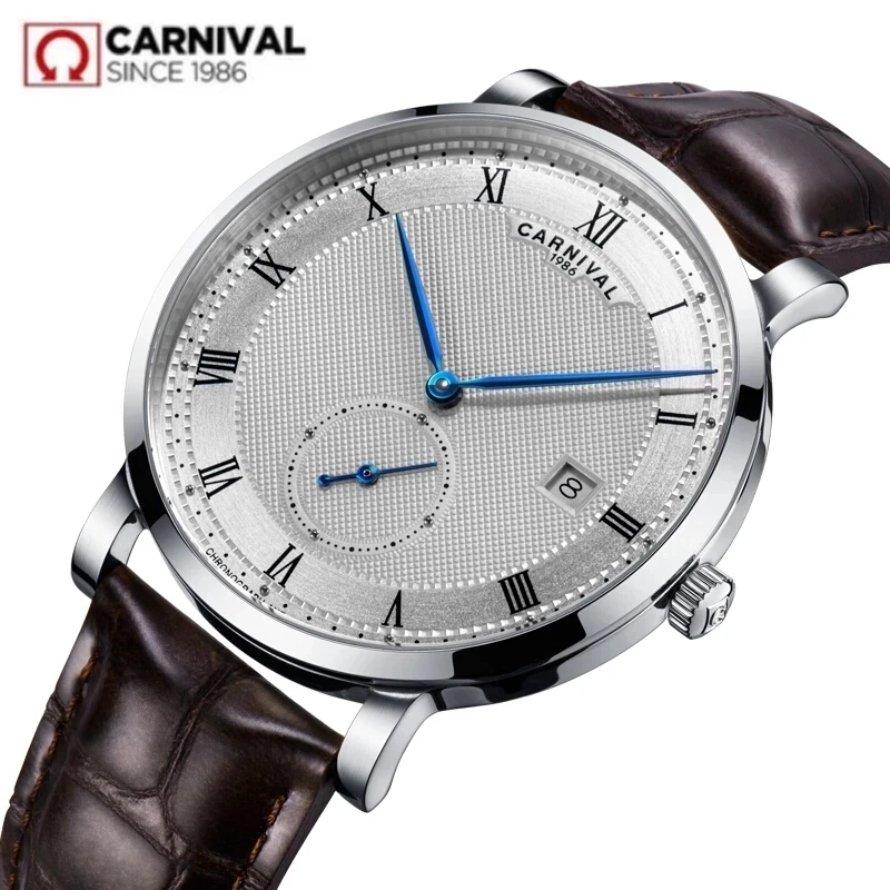 

Carnival Brand Luxury Mechanical Watch Waterproof Ultra Thin Business Calendar Automatic Wristwatches Clock for Men Reloj Hombre