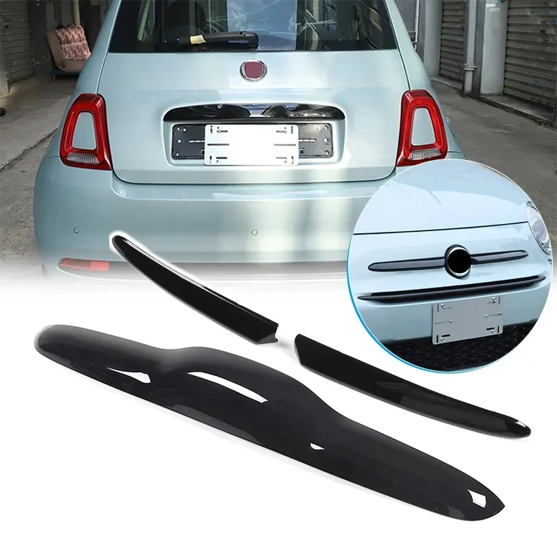 Voor Fiat 500 2010-2023 ABS Glossblack Auto Front embleem side trim strip Achterklep Handvat Decoratieve Strip Sticker Auto accessoires - afbeelding 2