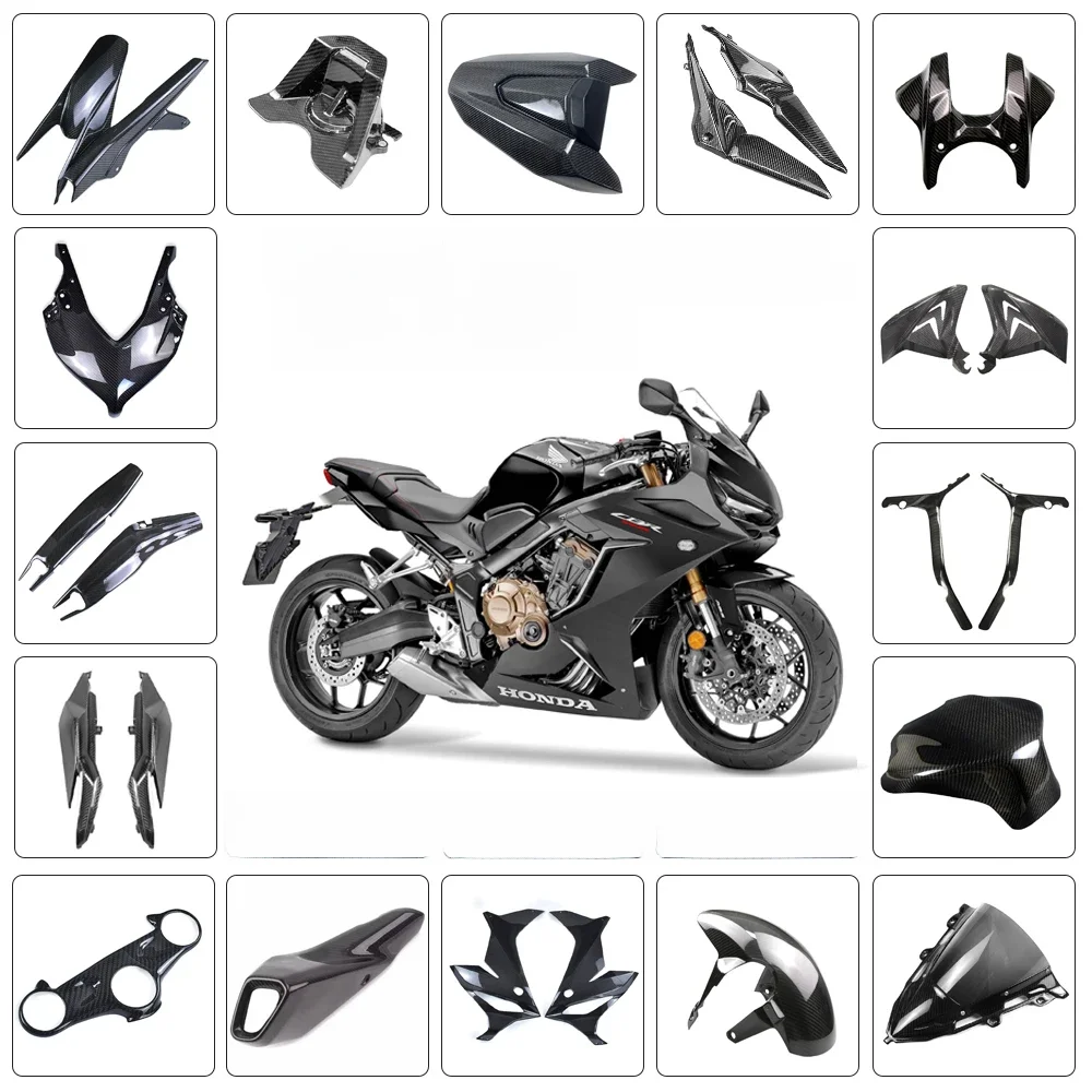 Carénage avant de moto en Fiber de carbone 100% véritable et sèche, panneau latéral de garde-boue, déflecteur d'air pour HONDA CB650R 2019 – 2023 CBR650R