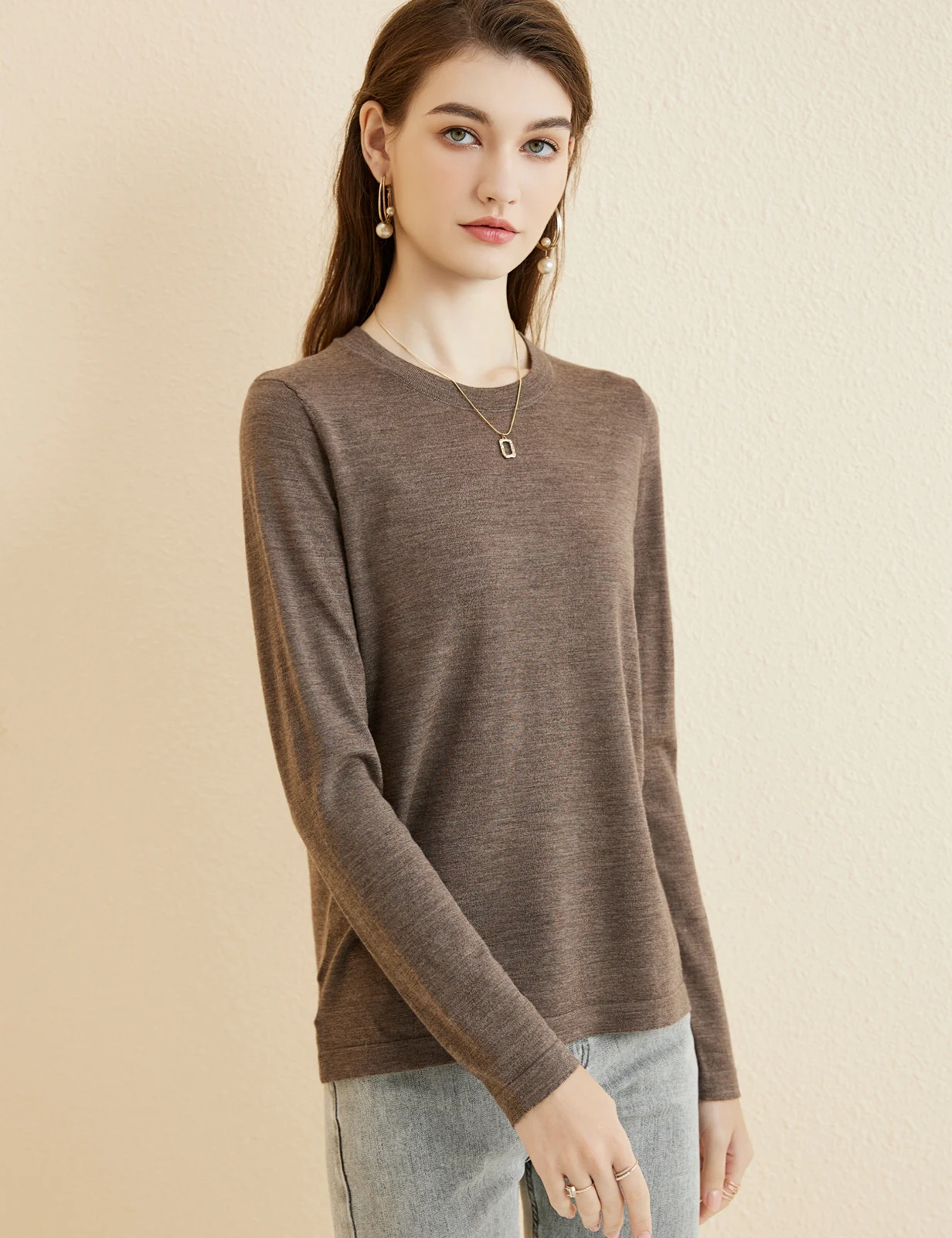 Women's T Shirt 100% Merino Wool Base Layer Top Fall Winter Fashion Crewneck Soft Merino Tee Long Sleeve Tops Knit Women Clothes