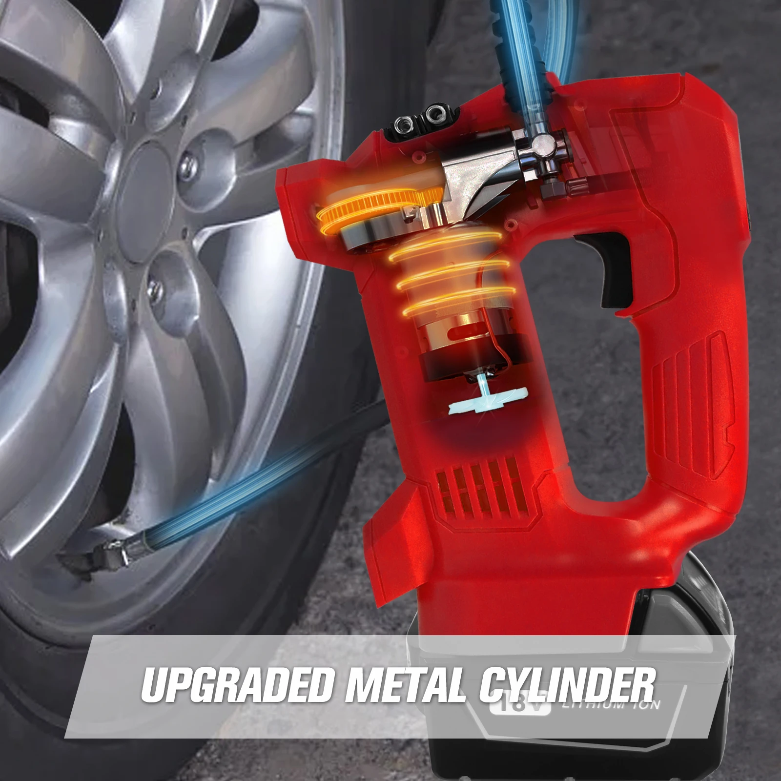 ไร้สายยาง Inflator เครื่องอัดอากาศ 150PSI ปั๊มลมแบบพกพาพร้อมเครื่องวัดความดันดิจิตอลสําหรับ Milwaukee 18V แบตเตอรี่ (ไม่มีแบตเตอรี่)