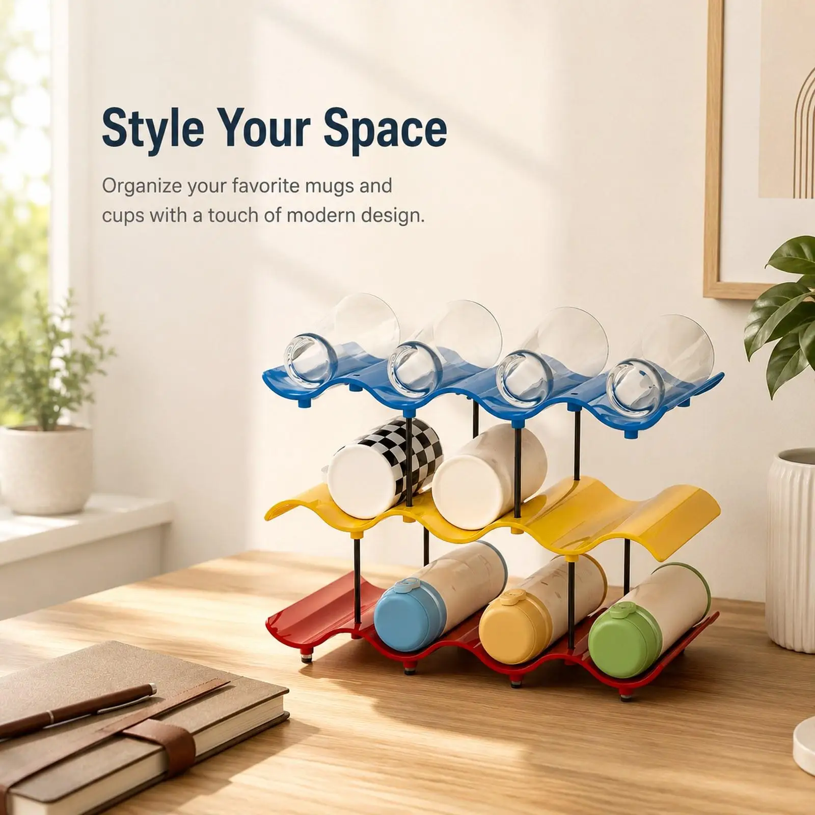 2/3/4 Tiers Tumbler Bottle Cup Rack Bottle Holder for Insulated Cups Refrigerator Office