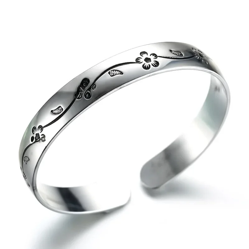 925 Sterling Silver Flower Open Bransoletka dla kobiet Luksusowa biżuteria hurtowa Biżuteria — zdjęcie 2