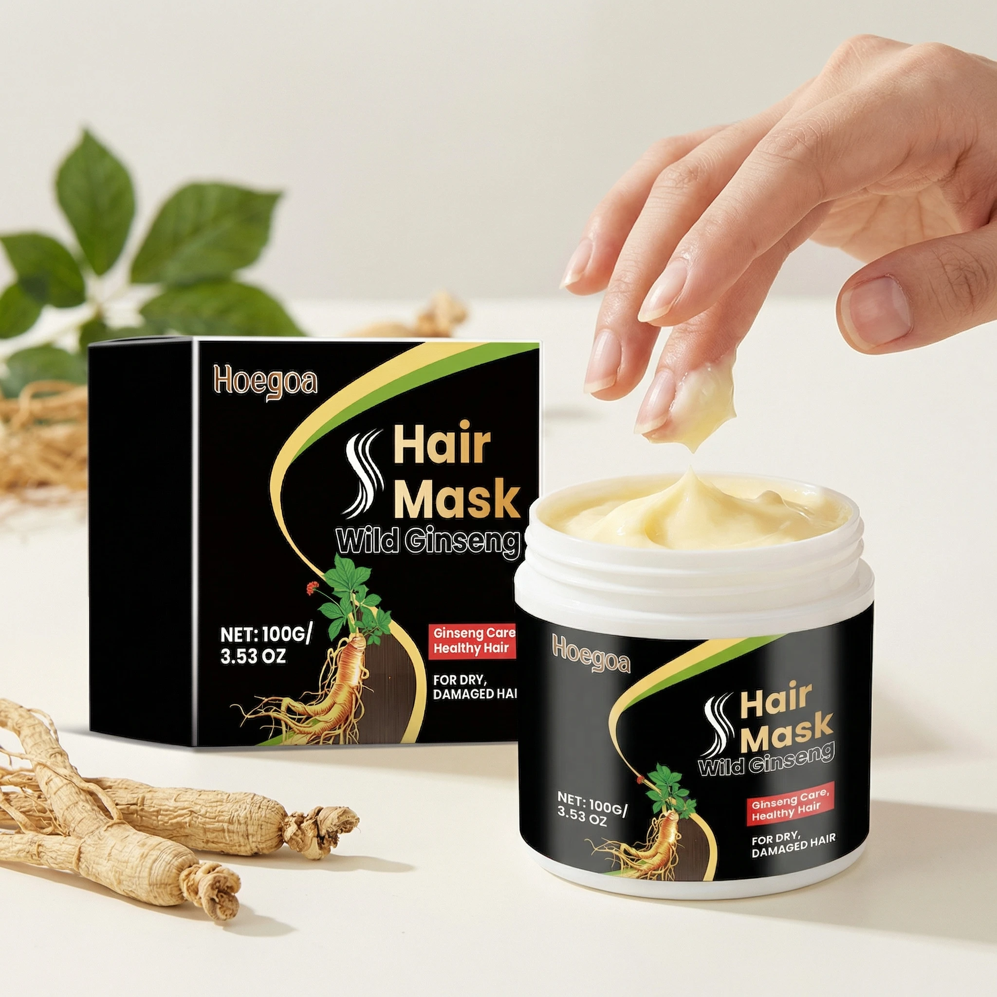 

Маска для волос с женьшенем 100 г: глубокое увлажнение, питание, устранение сухости, восстановление, разглаживание, придание блеска.