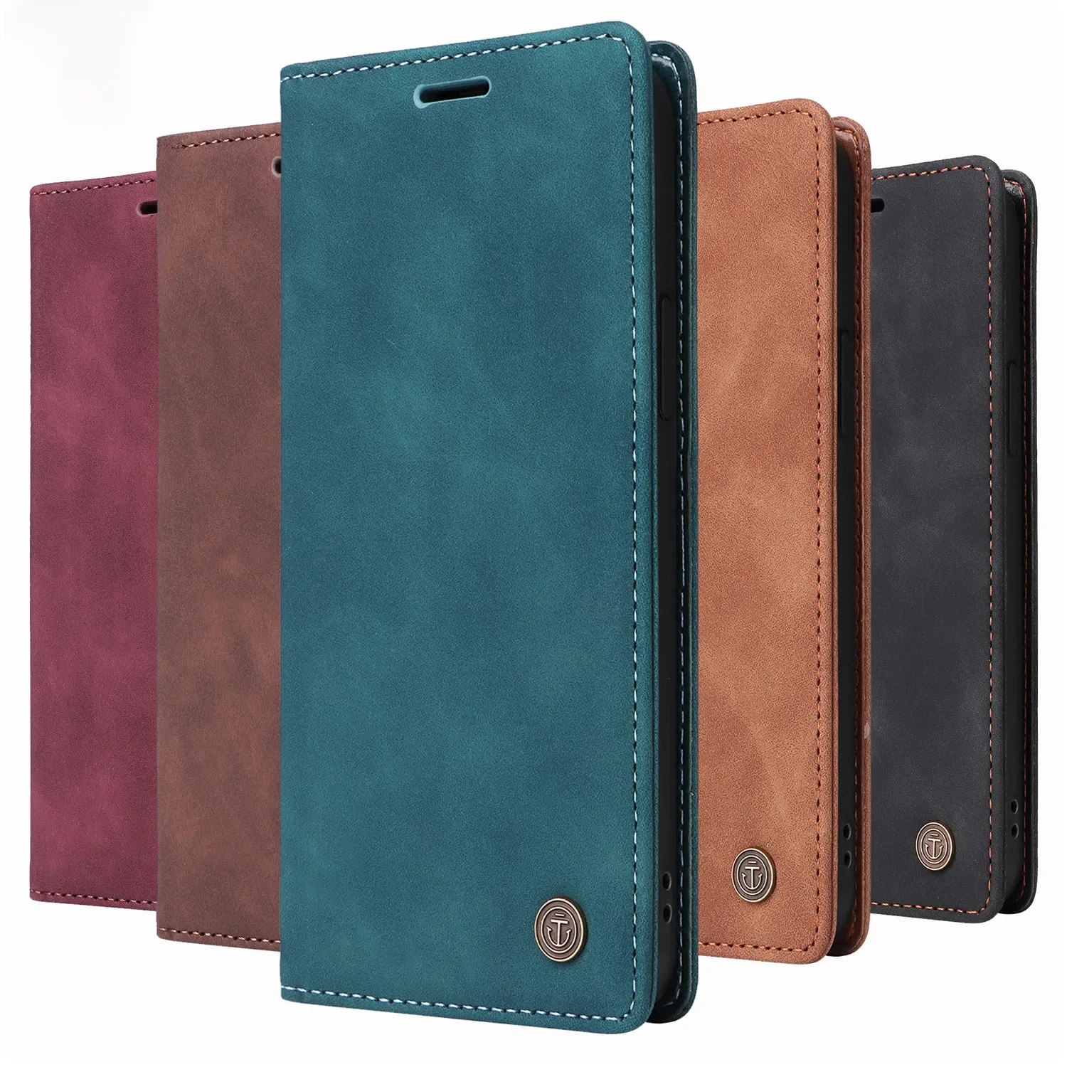 Skórzane etui portfelowe z funkcją podstawki do Xiaomi Redmi 9 9A 9C 9T 10 10A 10C 11A 12C Note 12 11 10S 9 8 K40 K60 Pro — zdjęcie 2