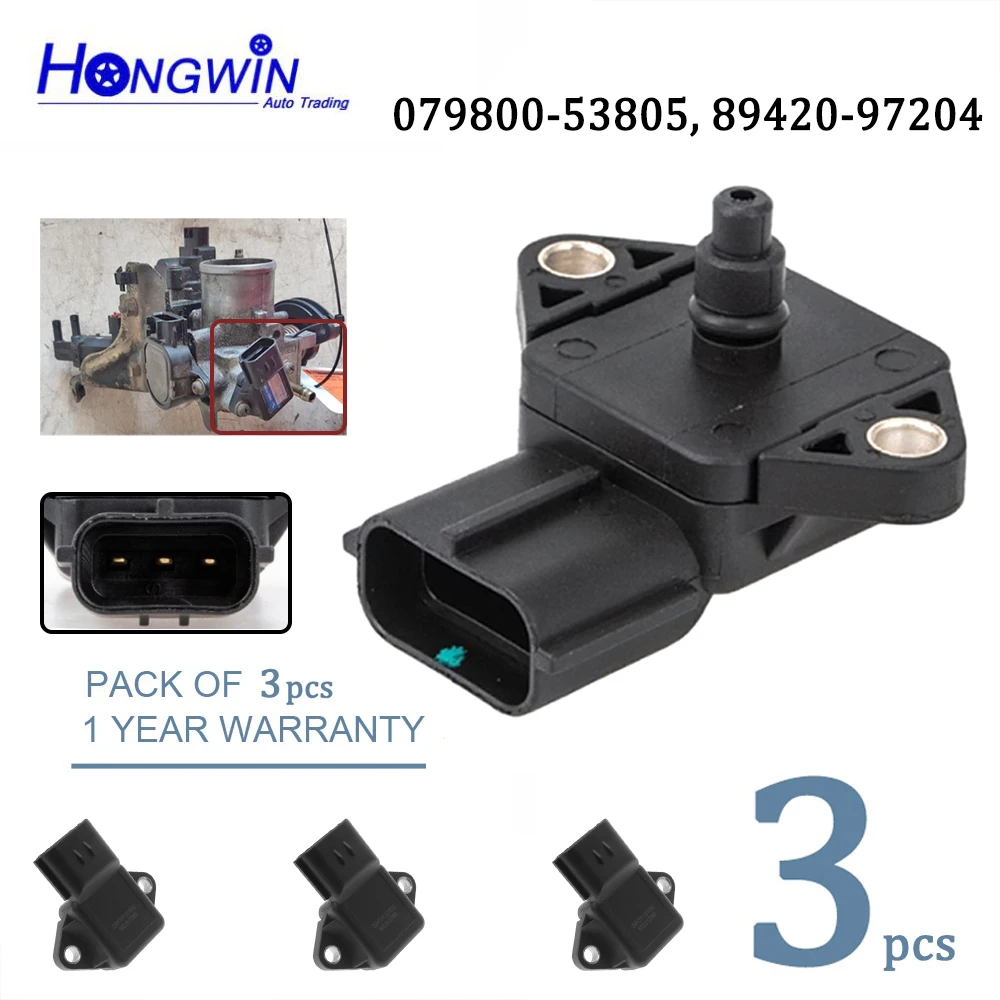 1/3pcs Manifold Absolute Boost Pressure Sensor MAP Sensor For Toyota Daihatsu Sirion 1.3L 89420-97204 079800-53805 89420 97204