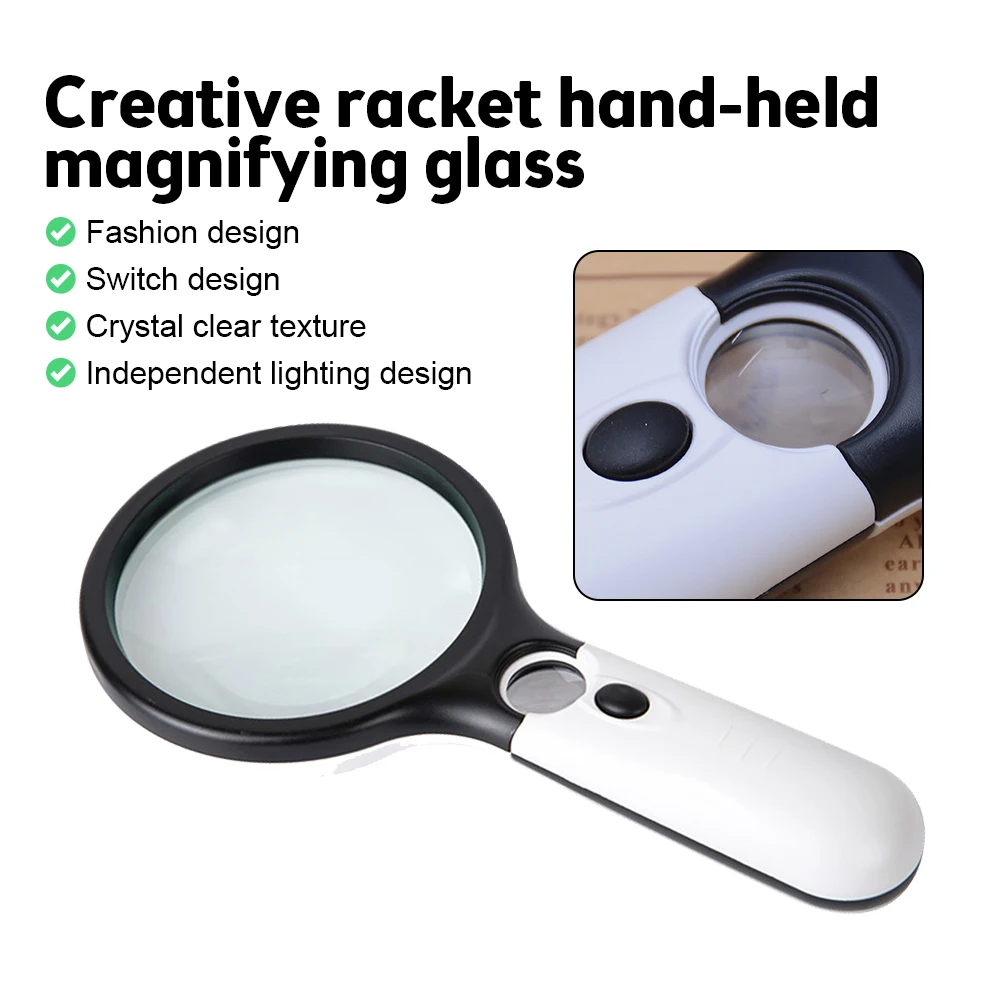 3 LED Light 45X Magnifying Glass Lens Mini Pocket Handheld Microscope 3 Times Larger 45 Times Smaller Jewelry Loupe Handheld Mag