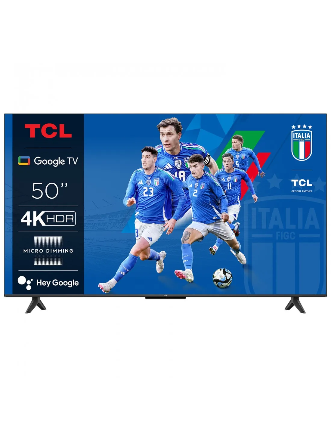 تلفزيون TCL 50P61B الذكي 50 بوصة LED 4K Ultra HD، Google TV، HDR، Dolby Audio، Wi-Fi، Bluetooth، Chromecast، VESA 200x200، أسود