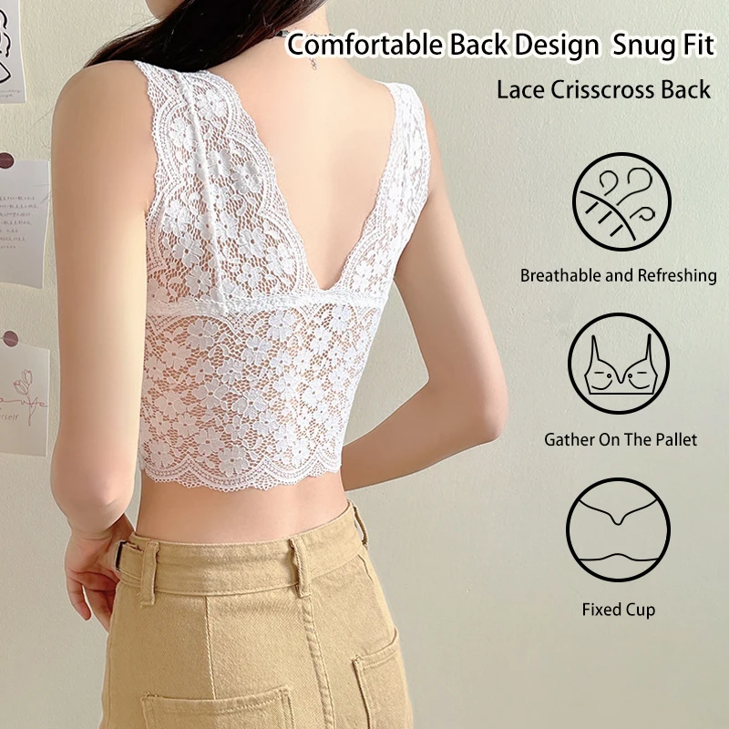 3pcs Women's Floral Lace Brale - Bralette Wireless Soft 评论和价格