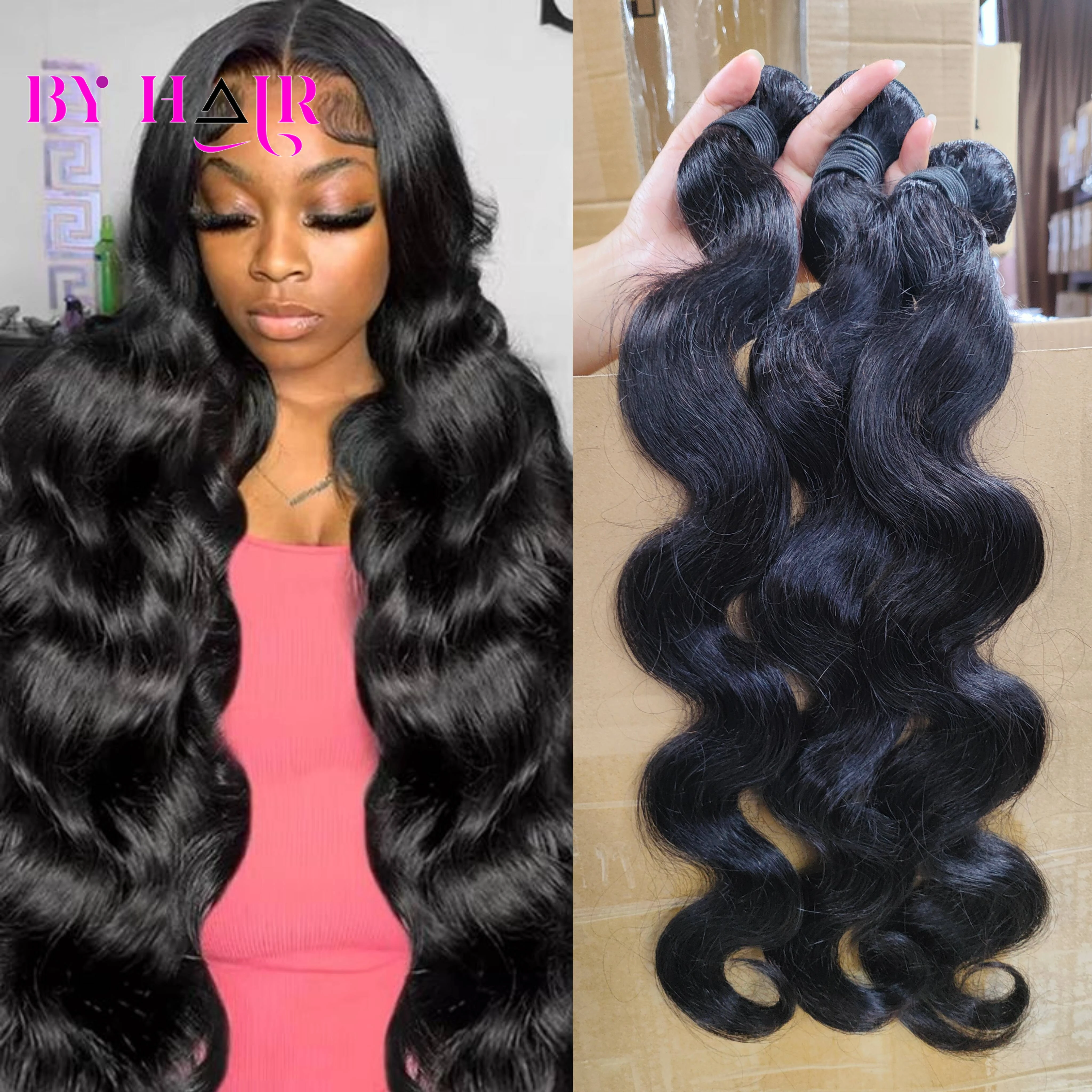 12A Thick Bundles 38 40 Inch Body Wave 3 4 Bundles Brazilian Remy 100% Unprocessed Body Wave Human Hair Bundles Weave Extensions