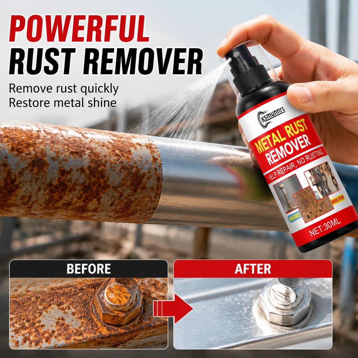 Strong Rust Removal Spray, Removes Rust, Oxidation and Corrosion from Automotive Parts and Metal Surfaces
