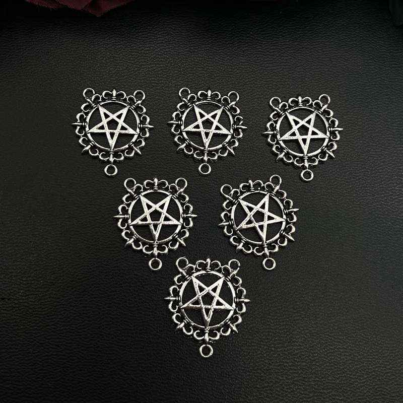 6pcs Inverted Pentagram Charm Satanic Upside Down Pentagram Connector Charm Pendant for DIY Necklace Handmade Jewelry Making