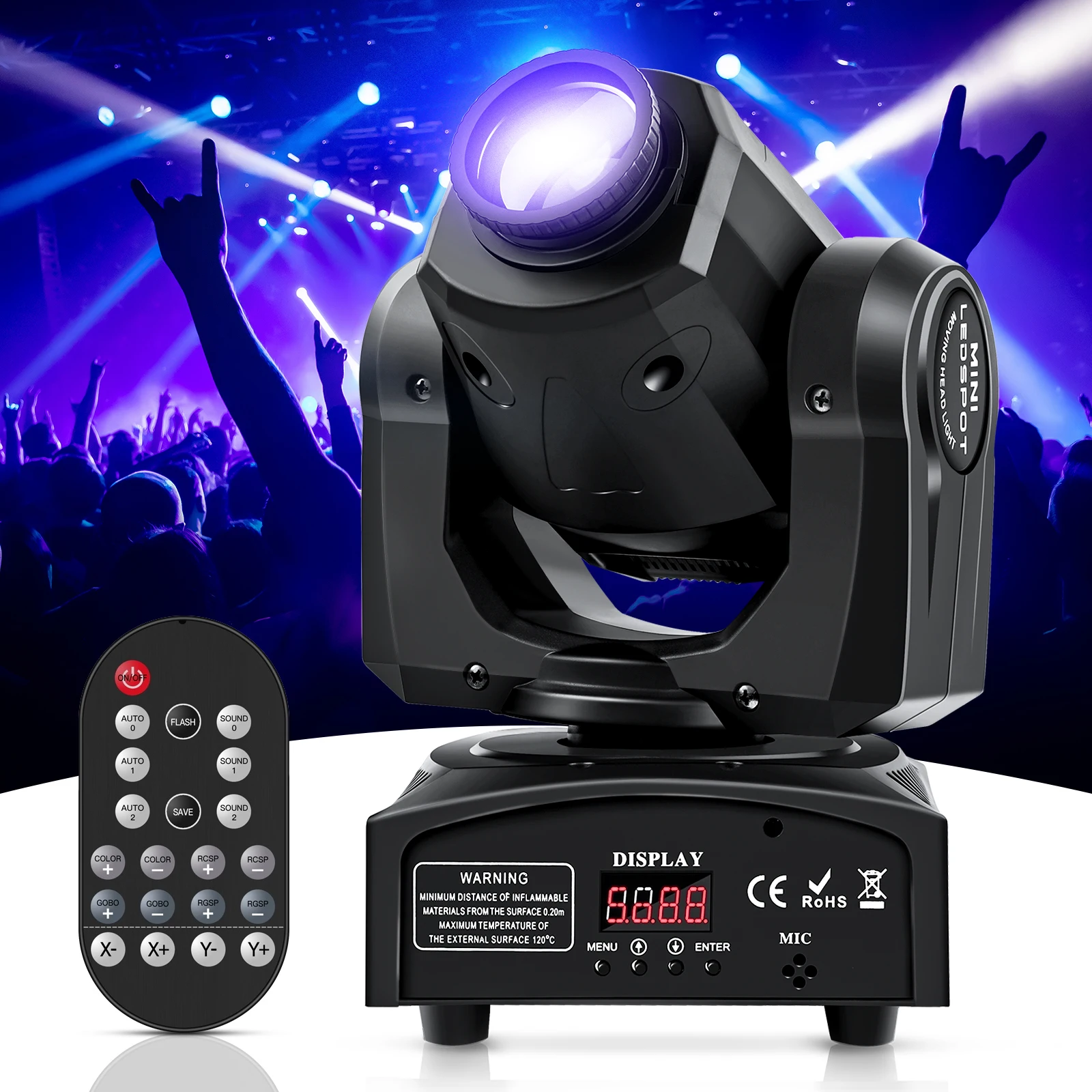 60W LED Show Light Gobo Pattern Light Stgae Effect Moving Head Light with Remote Control 9/11CH DMX for Wedding Concert Club KTV