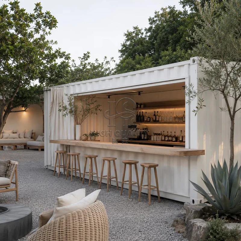 Modern Expandable Container Bar 20ft Portable Pub with Ice Machine Outdoor Seating and Durable Steel Frame