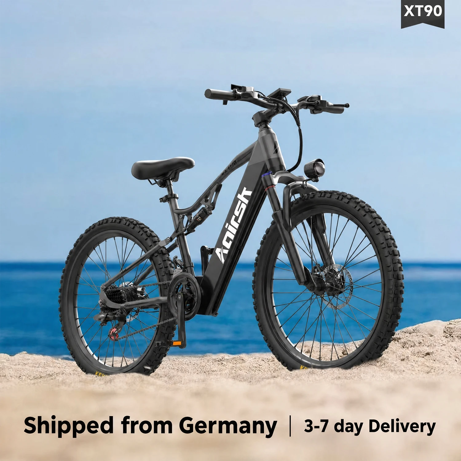 Image of Aairsk XT90 E-Mountainbike, 26"×2.6" Reifen, 48V 20AH abnehmbarer Akku, 100 km Reichweite, 250W Motor, 21-Gang, Doppelfederung, mit NFC, All-Terrain E-Bike für Erwachsene, 25 km/h.