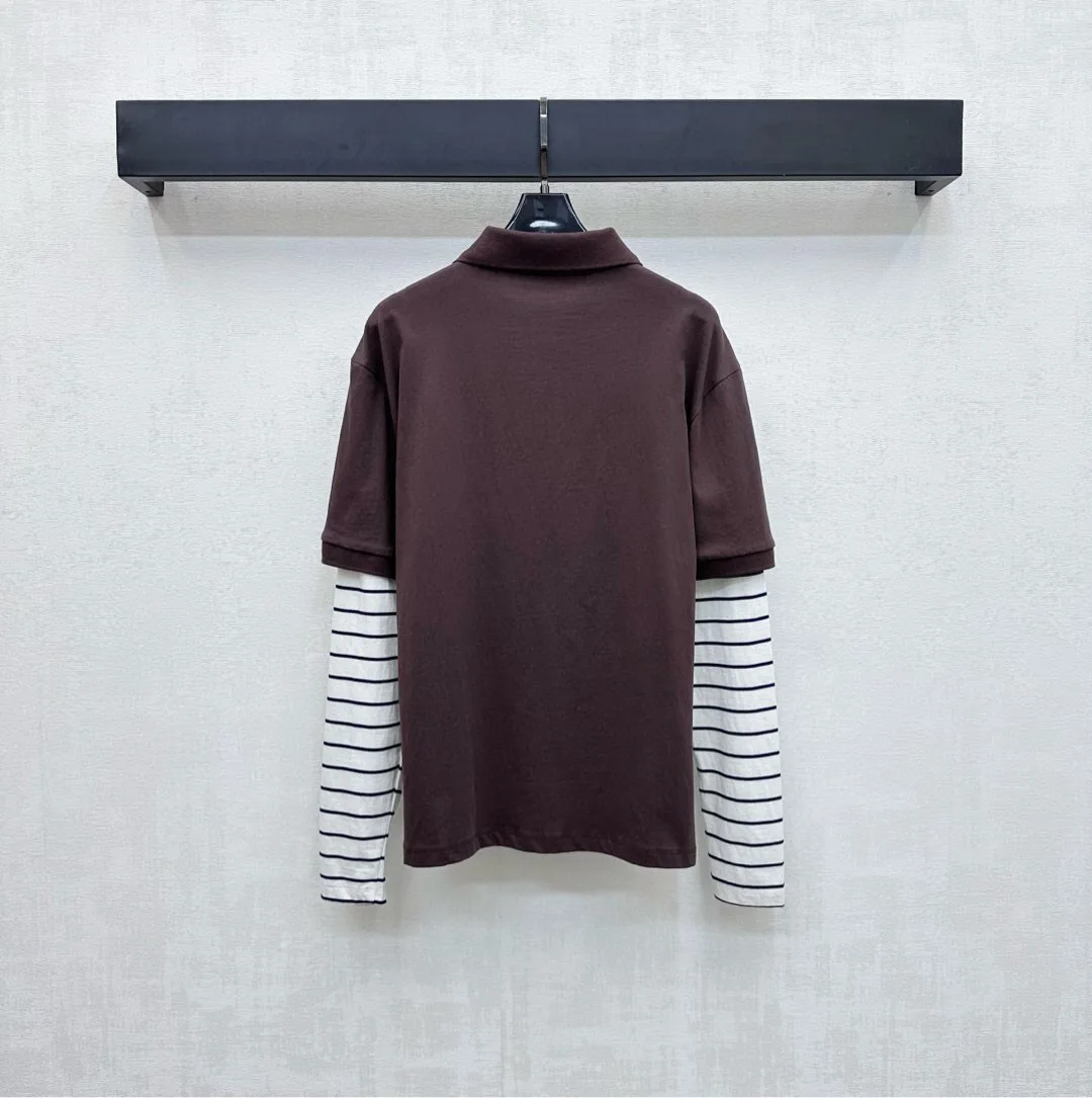 

Fake Two-Piece Patchwork Lapel Top Customized Yb Imported Cotton Material
