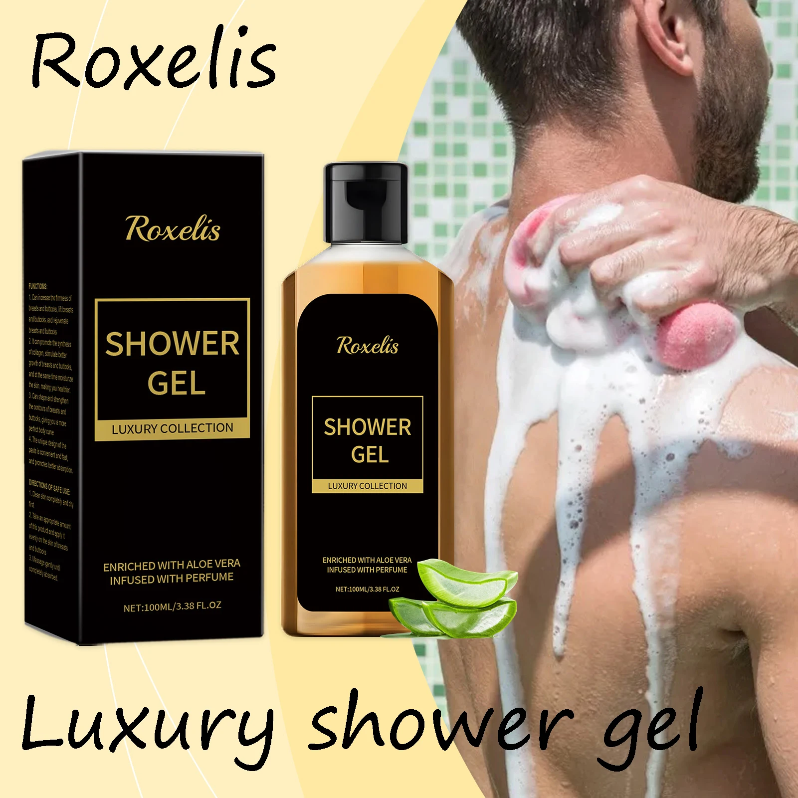 

Roxelis Men Shower Gel Gentle Cleaning Body Dirts Oil Control Lasting Cologne Fragrance Hydrating Men Luxury Body Bathing Gel